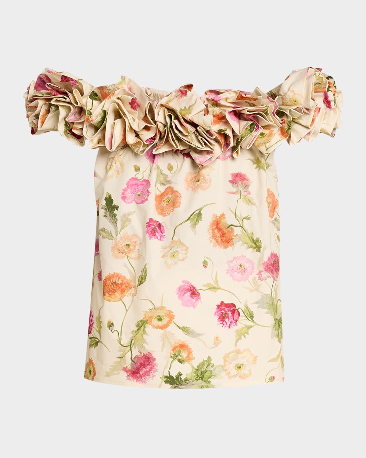 Rose Off-The-Shoulder Floral Cotton Top