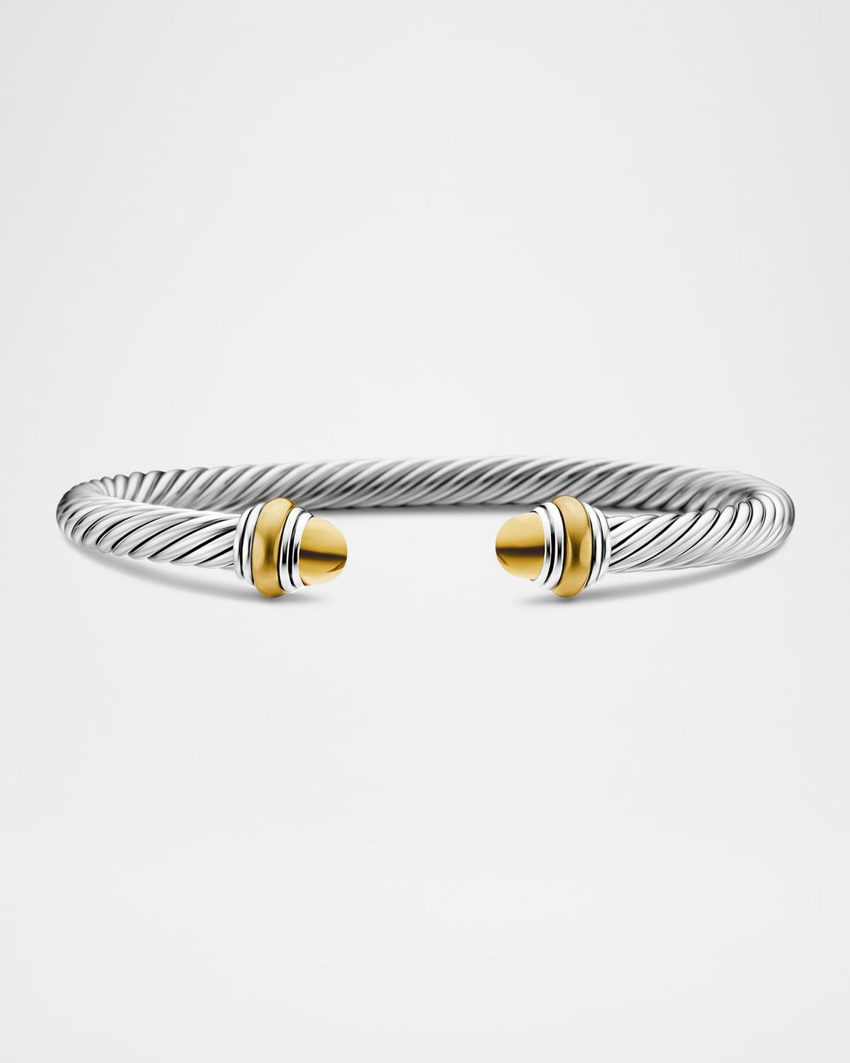 Cable Bracelet with Gemstone in Silver with 14K Gold, 5mm