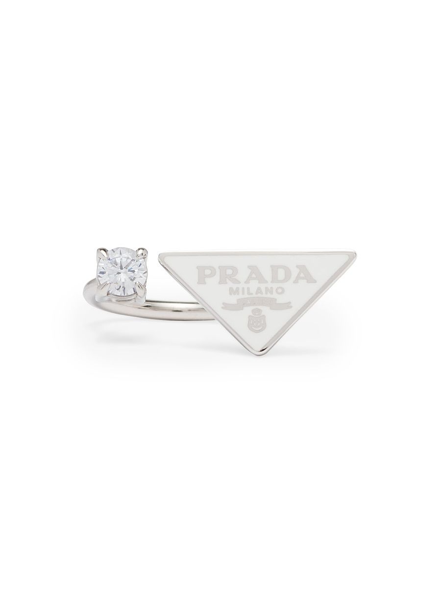 Women's Prada Symbole Ring - White - Size 8.75
