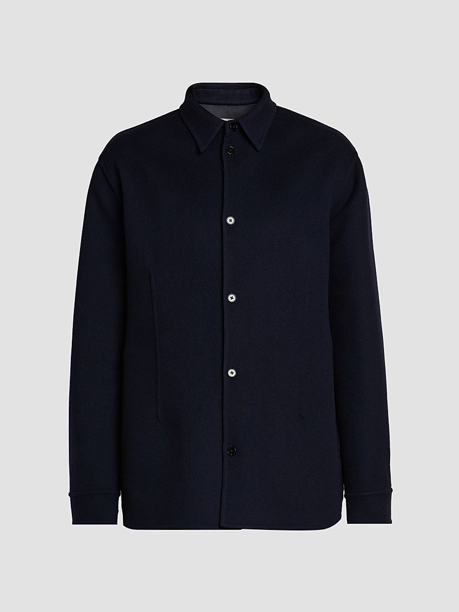 Men's Double Wool Shirt Jacket - Midnight - Size 42