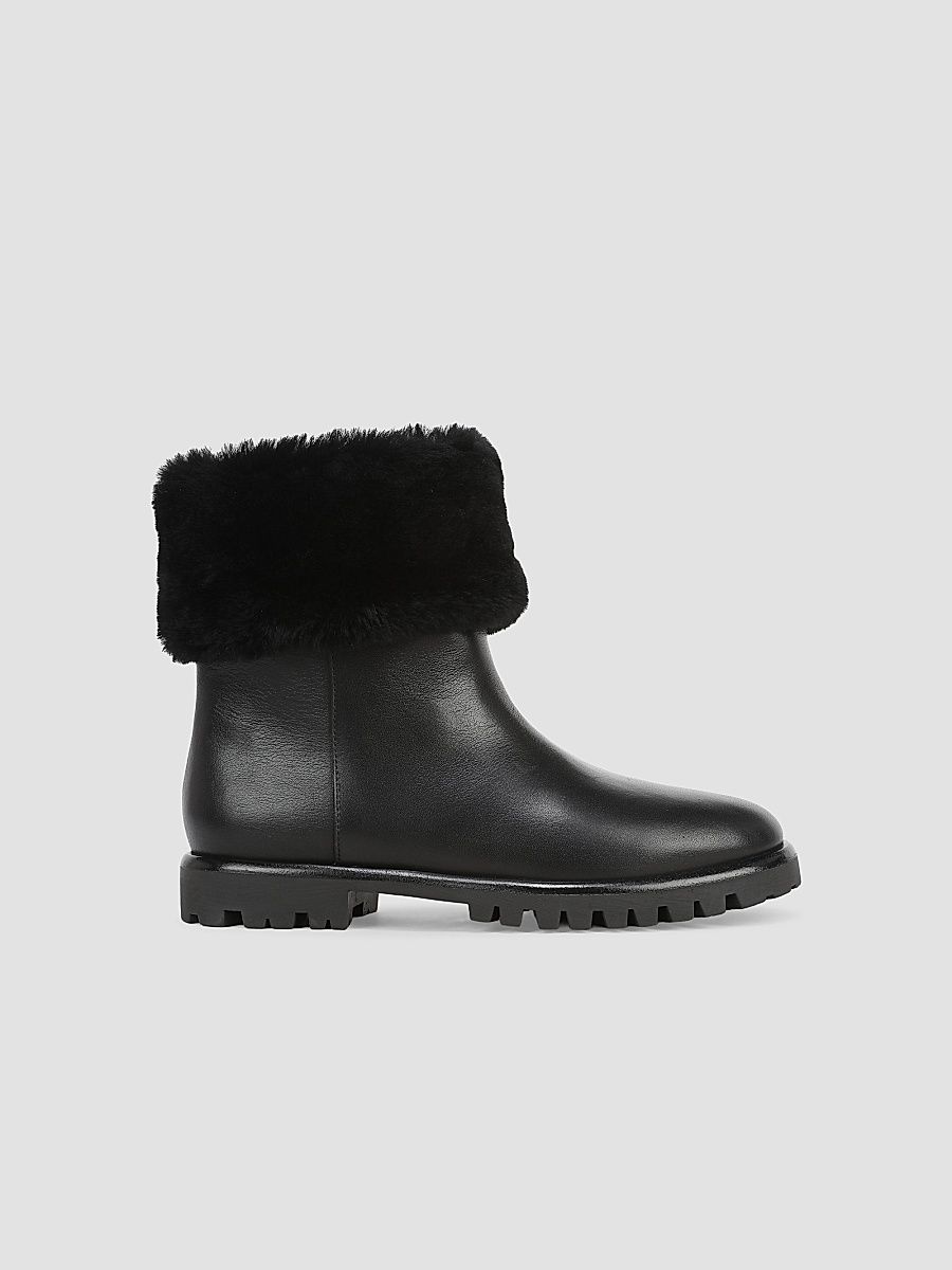 Women's Cameron Leather & Shearling Lugsole Boots - Black - Size 5
