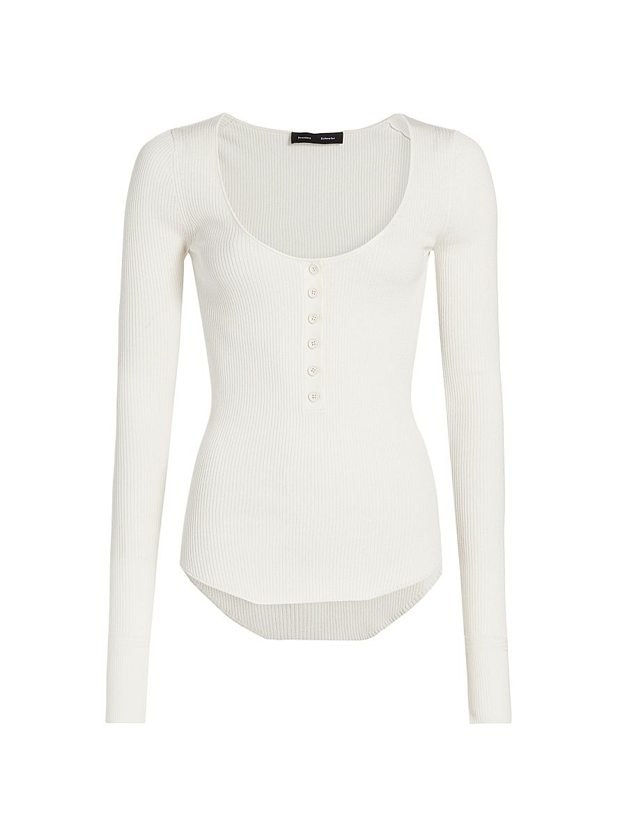 Women's Boyd Rib-Knit Henley - Ivory - Size XL
