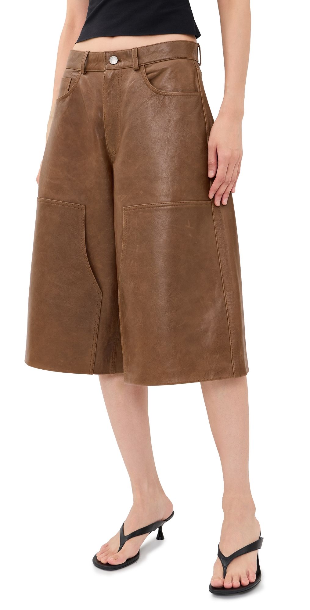HAIKURE Legacy Silky Leather Shorts Tan 29