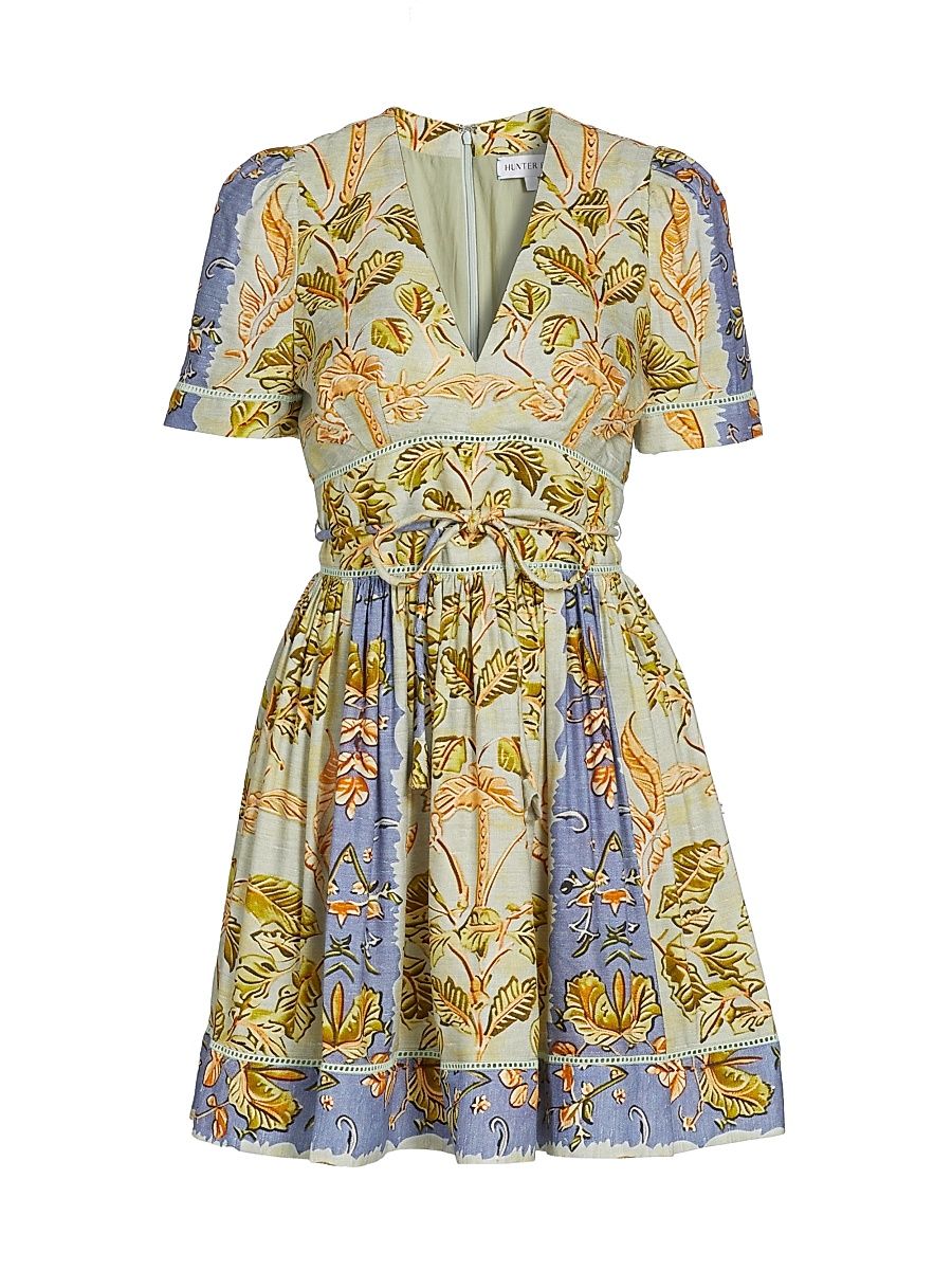 Women's Roan Printed Linen-Blend Minidress - Vineyard - Size 6