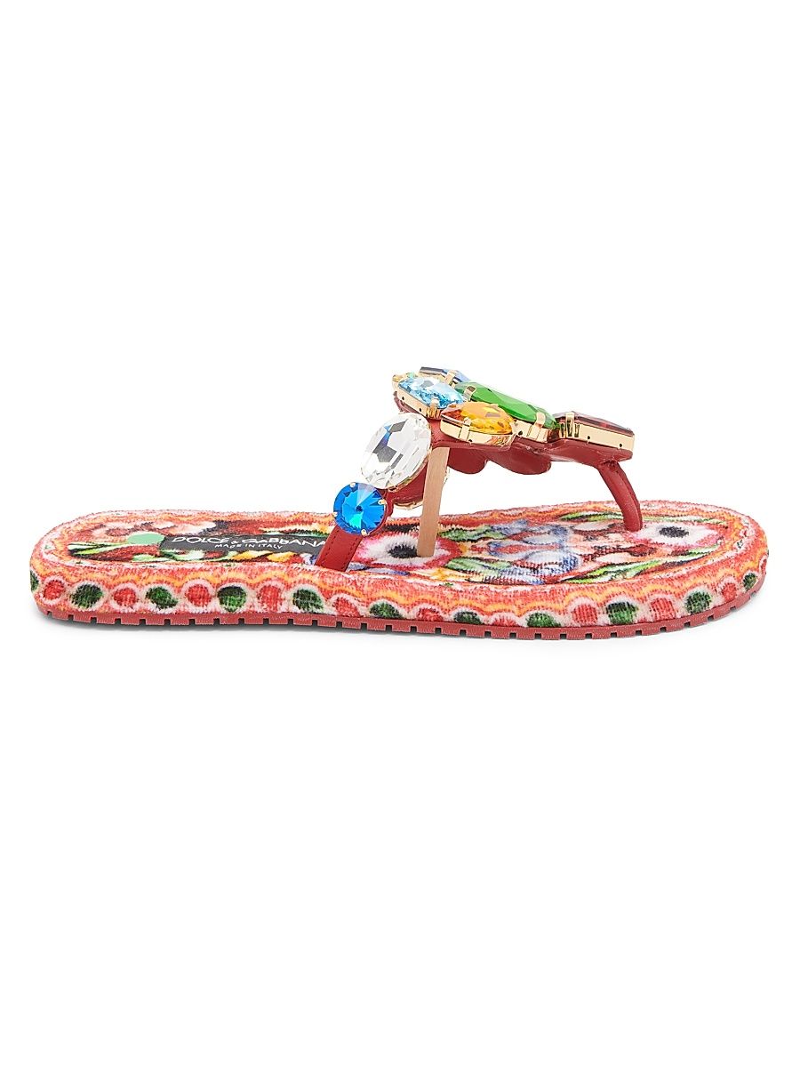 Women's Carretto Embellished Leather Thong Sandals - Carretto - Size 10