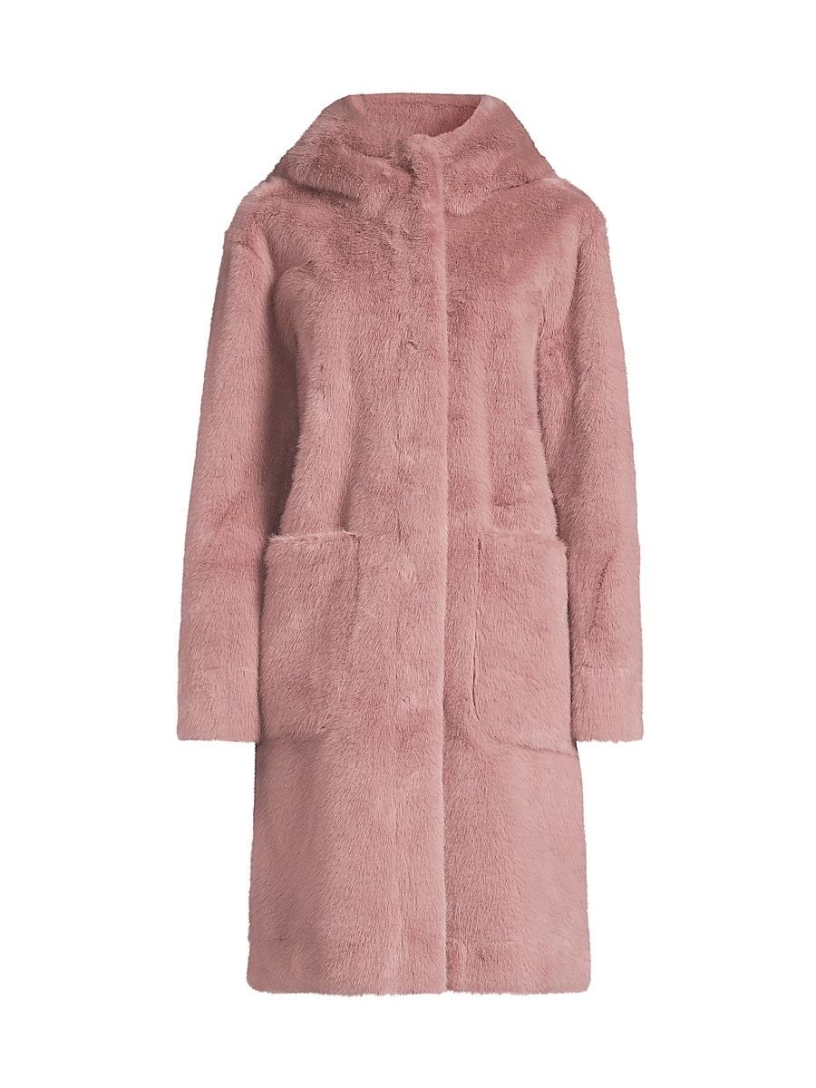 Women's Iggy Faux Fur Hooded Coat - Vintage Rose - Size XL