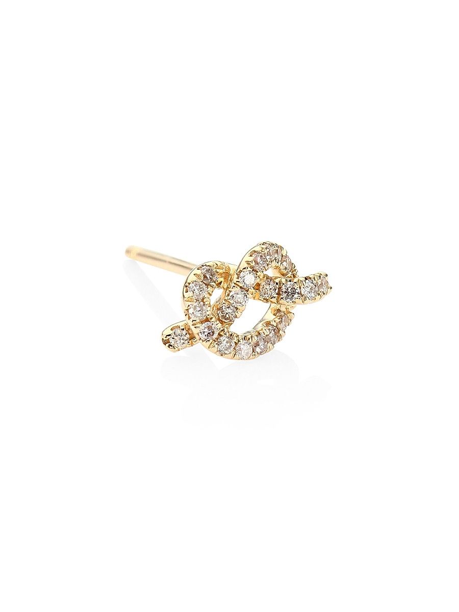 Women's Love Knot Diamond & 14K Yellow Gold Single Stud Earring - Gold