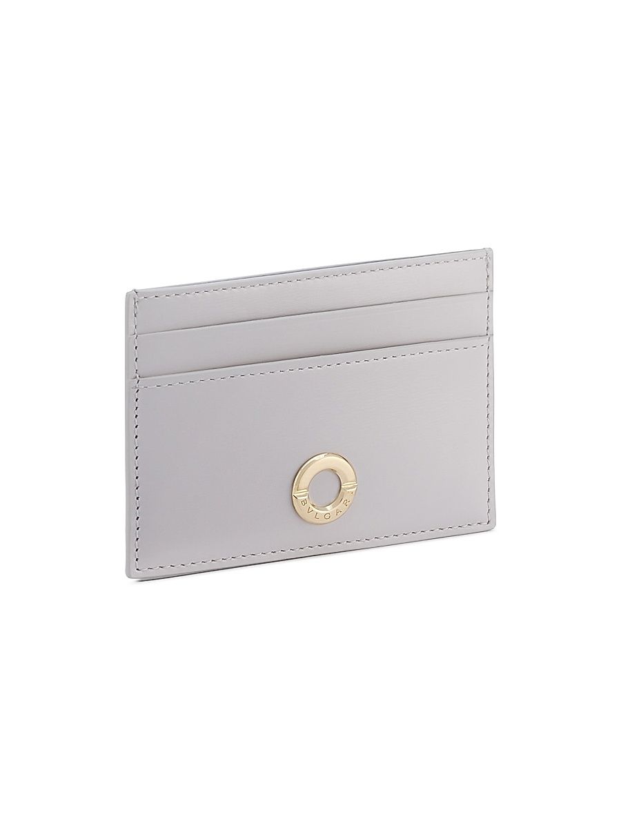 Women's Logo Leather Card Holder - Light Grey