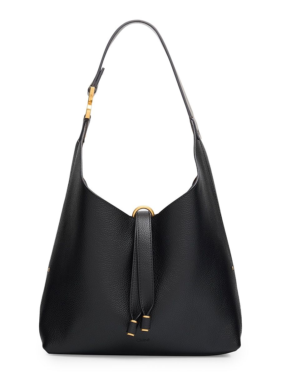 Women's Small Marcie Leather Hobo Bag - Black