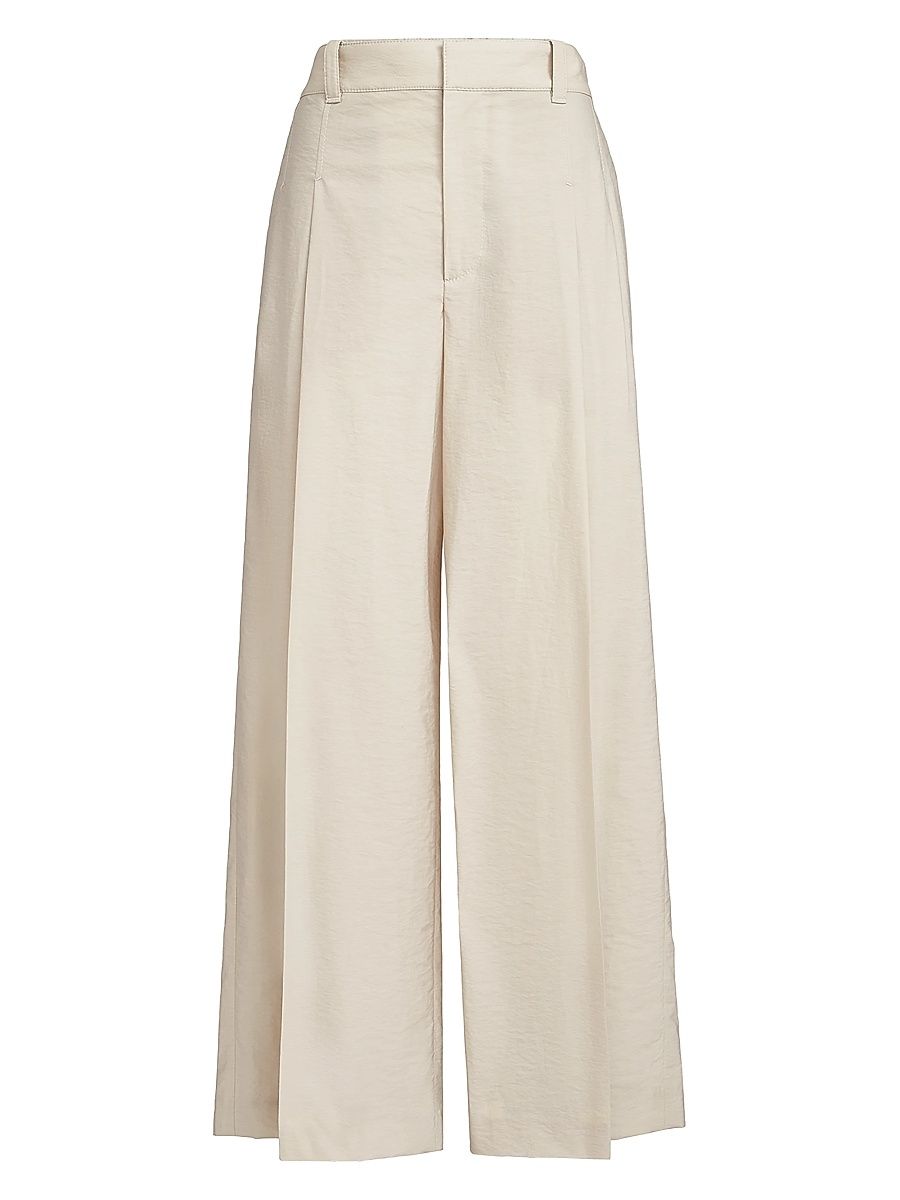 Women's Techno Cotton Poplin A-Line Trousers with Monili - Beige - Size 14