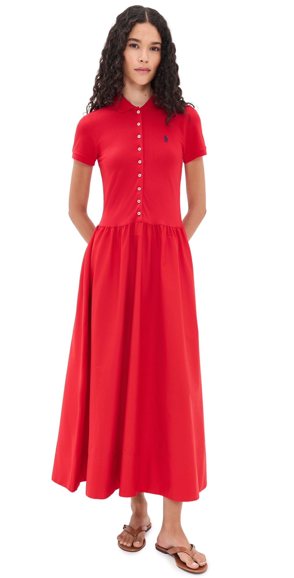 Polo Ralph Lauren Poplin Collared Dress Very Red S