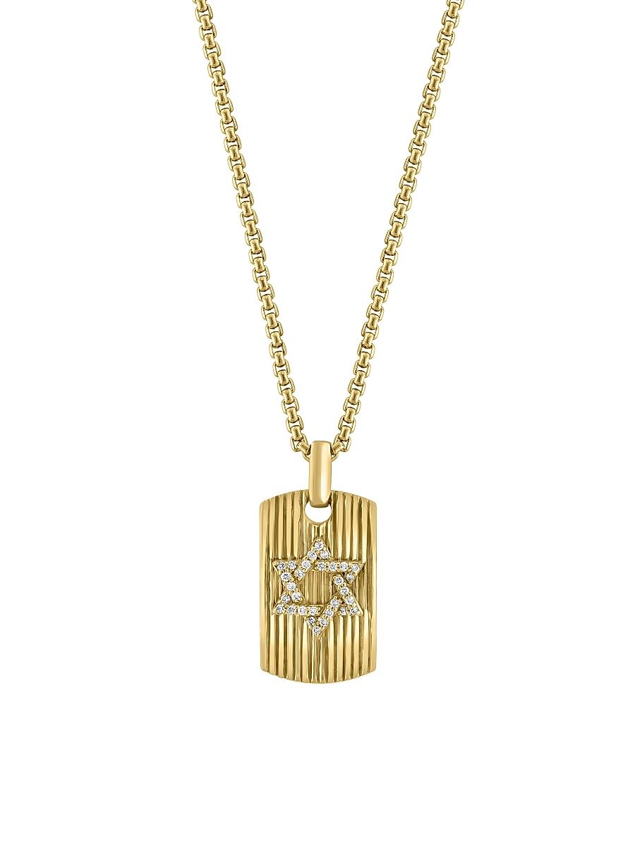 Men's COLLECTION 14K Yellow Gold & 0.15 TCW Diamond Pendant Necklace - Gold