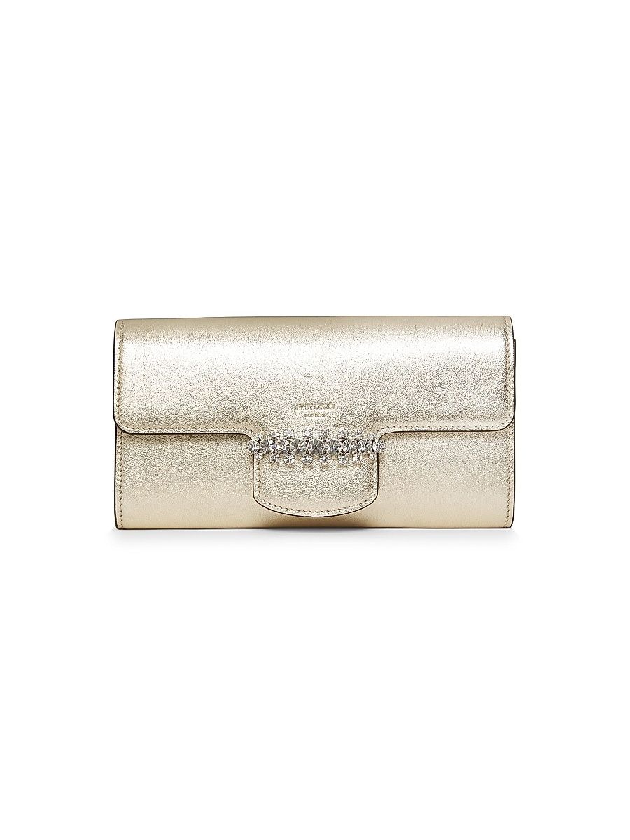 Women's Bing Metallic Leather Chain Wallet - Soft Gold Silver