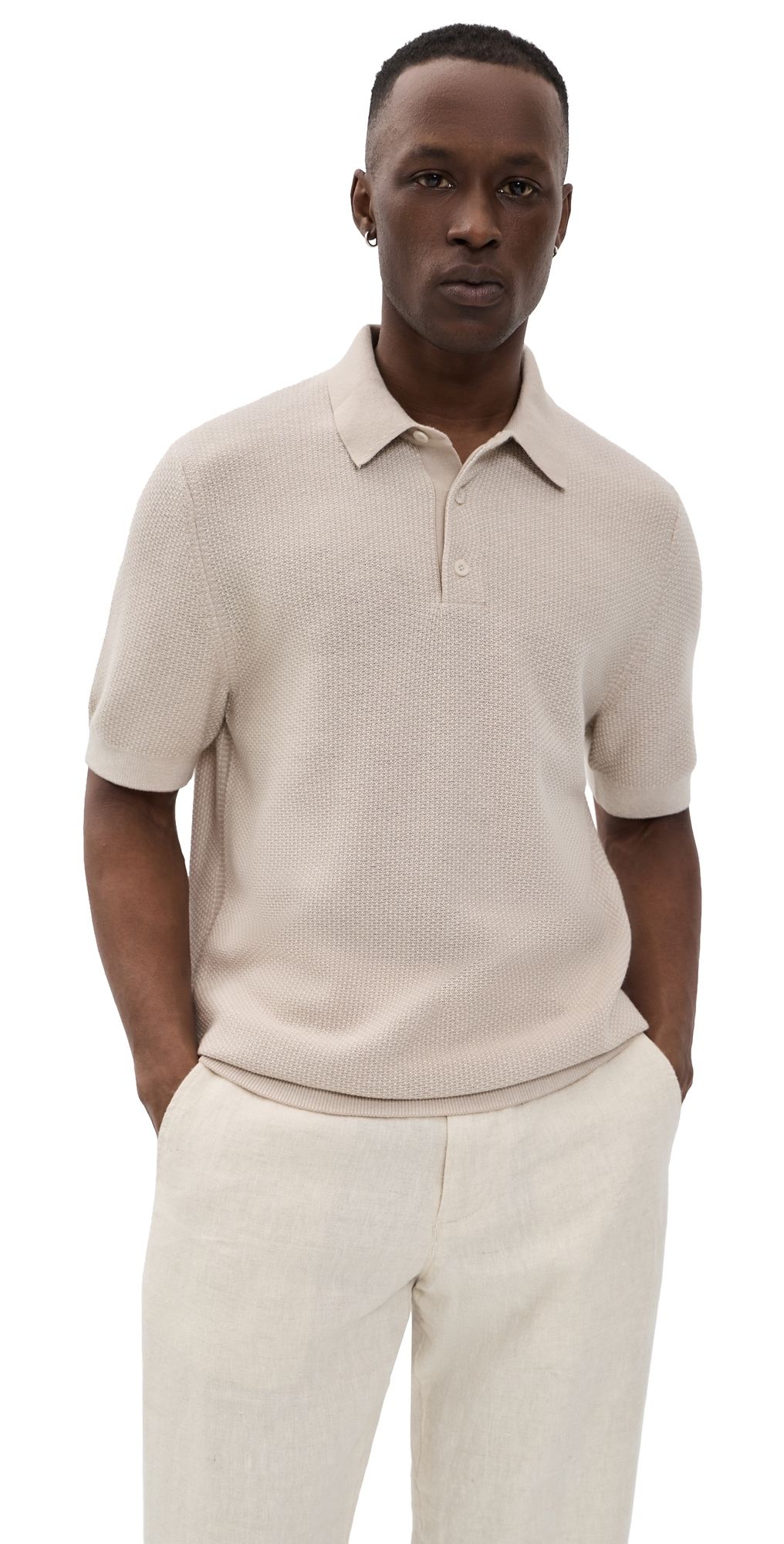 Vince Geo Jacquard Polo Mineral/Classic Cream M