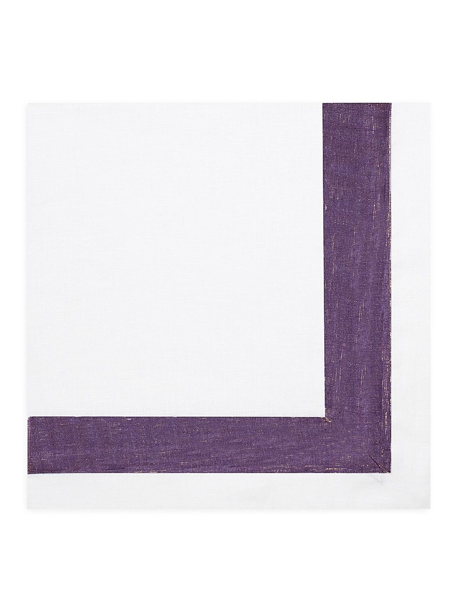 Shimmer Border Linen Napkin - White