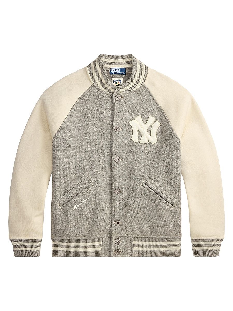 Men's New York Yankees Colorblocked Baseball Jacket - Regent Heather Deckwash White - Size XXL