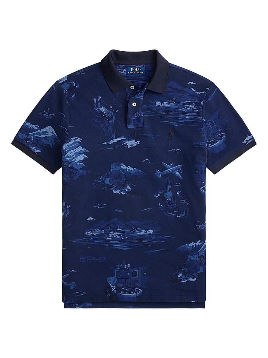 Men's Printed Cotton Mesh Polo Shirt - Spy Bear - Size XXL
