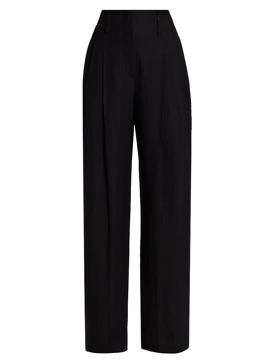 Women's Twill Wide-Leg Trousers - Black - Size 8