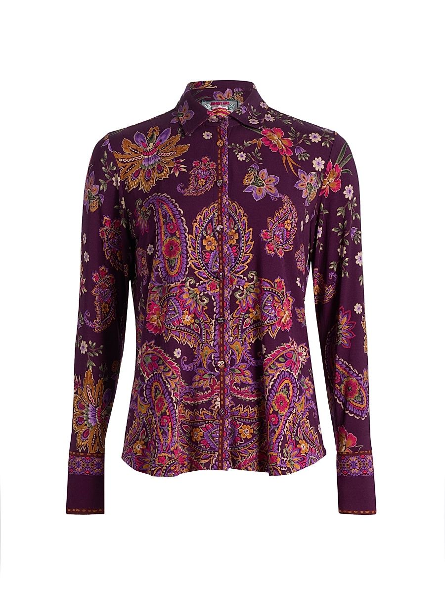 Women's The Janie Favorite Floral Paisley Shirt - Domitila Scarf - Size XL