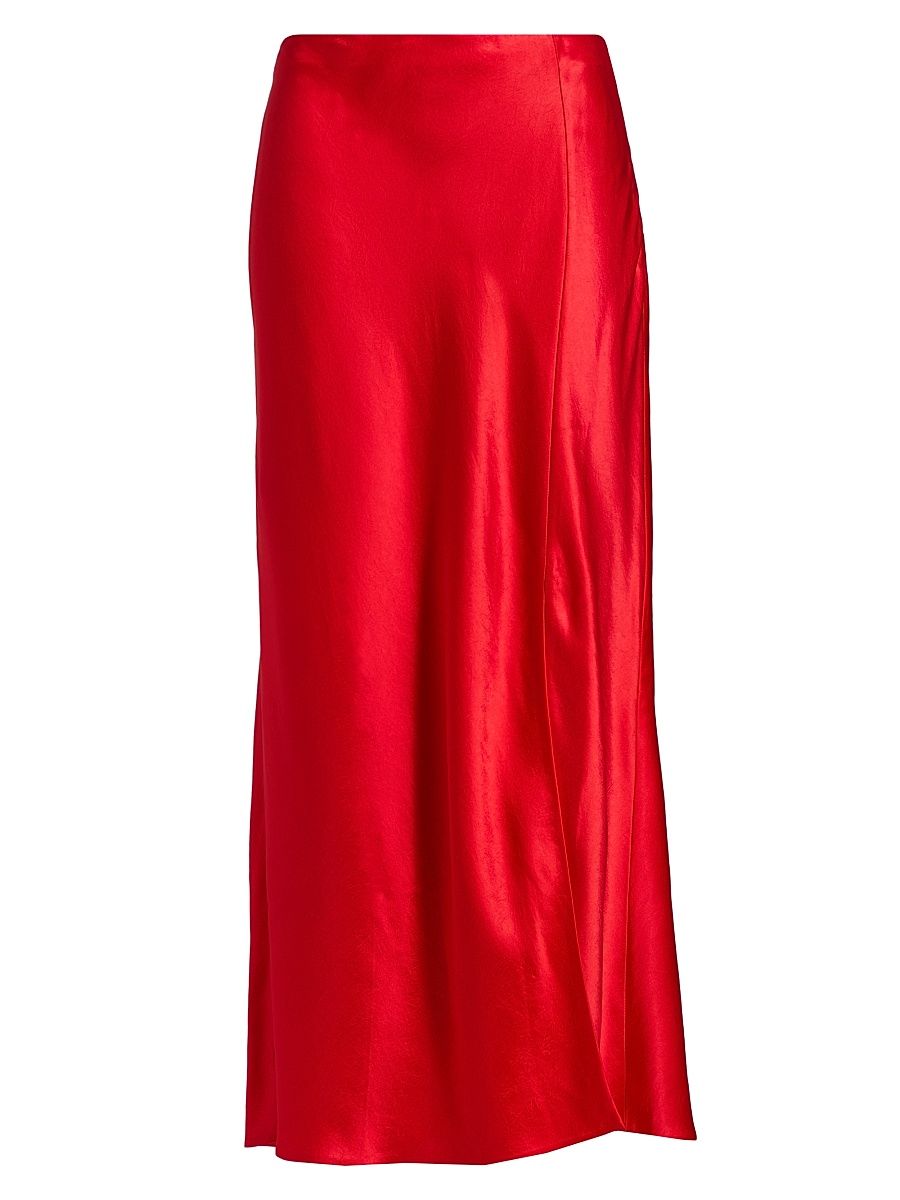 Women's Satin Bias-Cut Slip Midi-Skirt - Papaya - Size 14