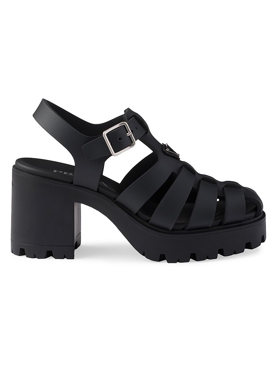 Women's Rubber Platform Sandals - Black - Size 5