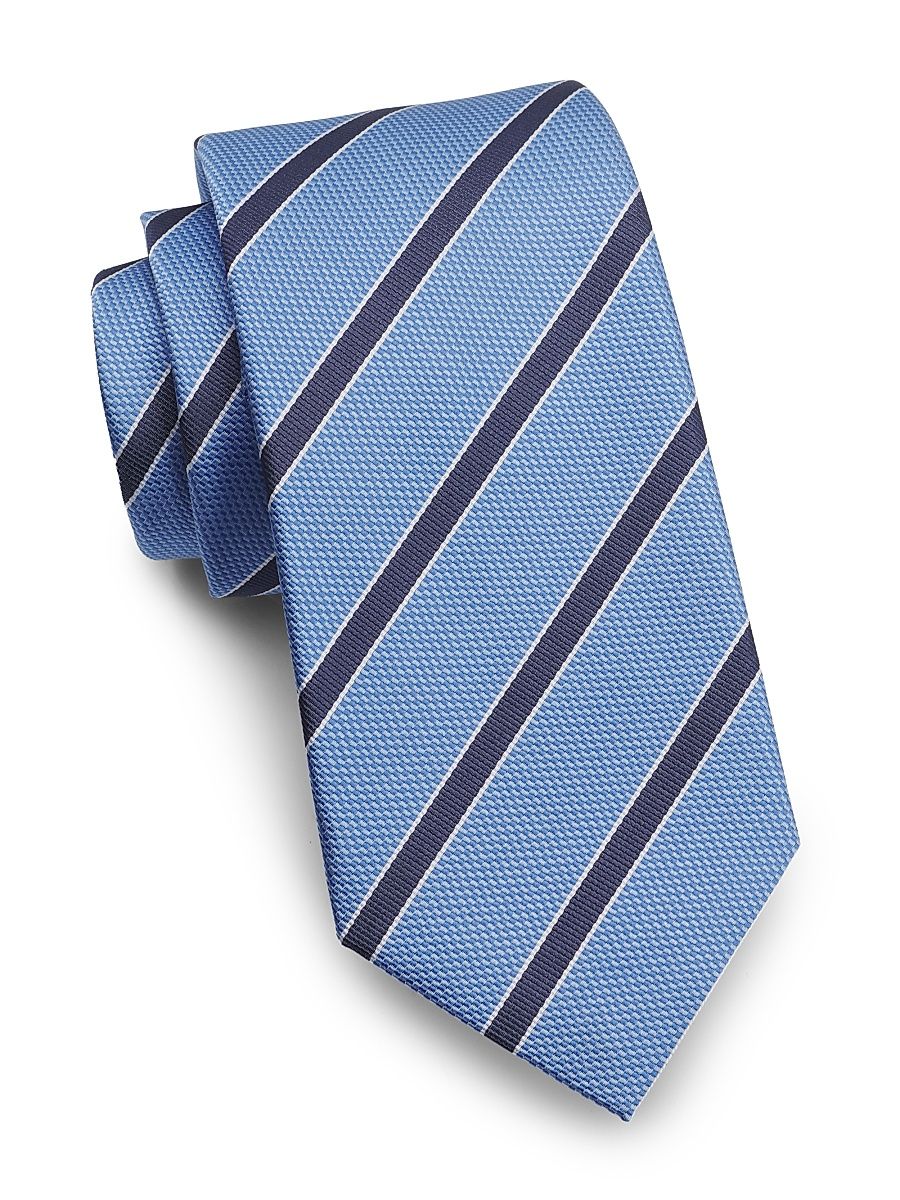 Men's Repp Stripe Silk Tie - Light Blue