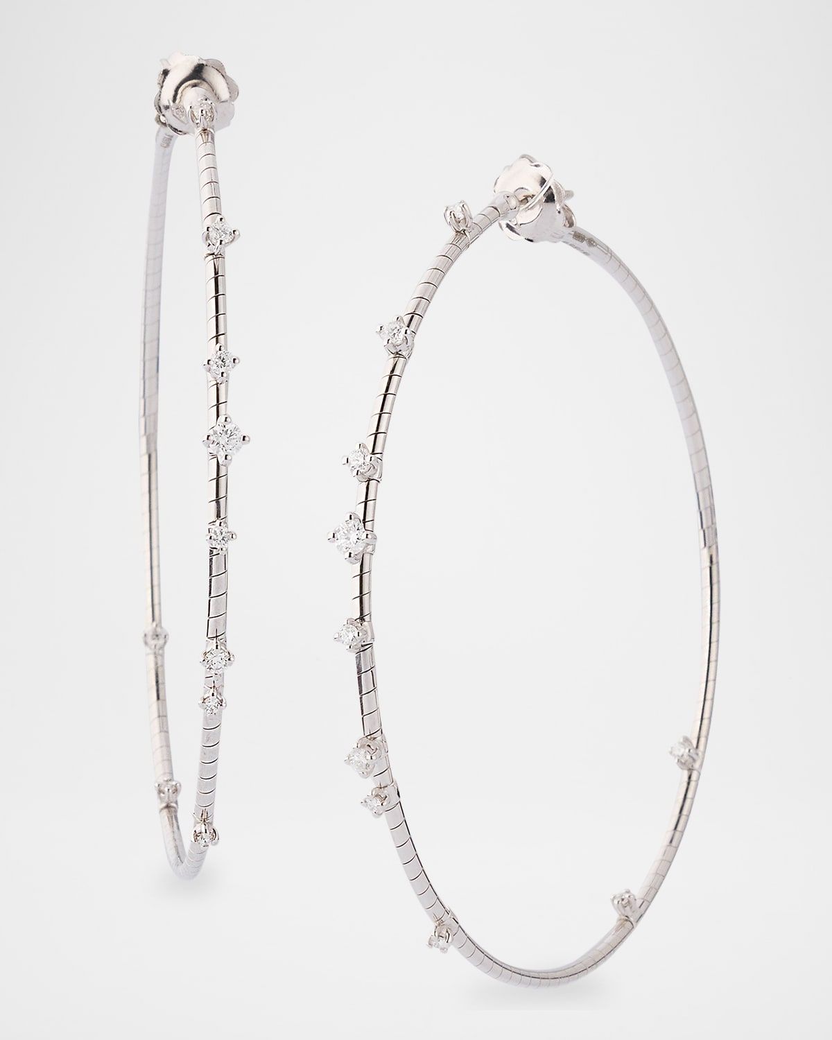 18k White Gold Diamond Hoop Earrings