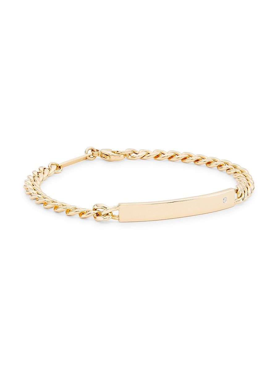 Women's Identity 14K-Yellow-Gold & 0.015 TCW Diamond Chain Bracelet - Yellow Gold - Size 6.5
