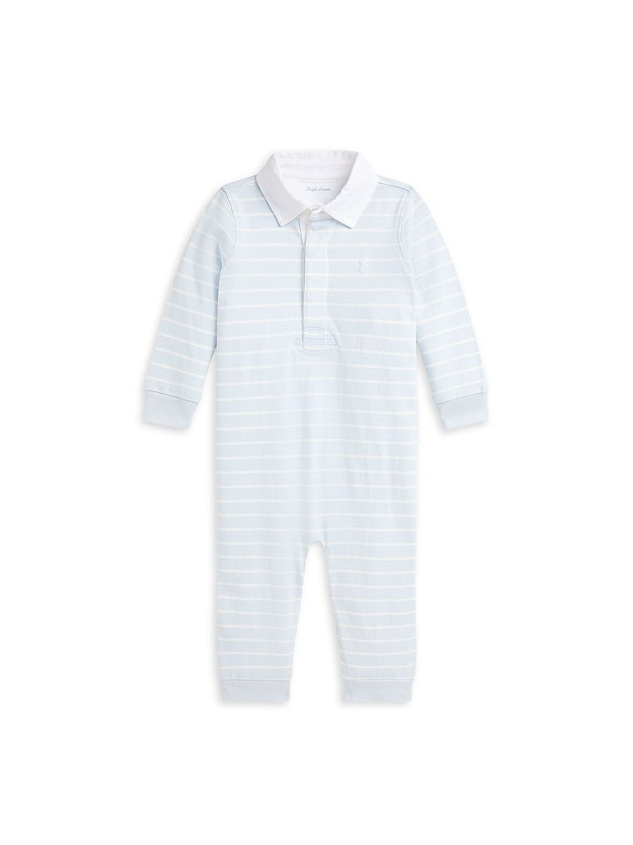 Baby Boy's Striped Coveralls - Beryl Blue Multi - Size Newborn