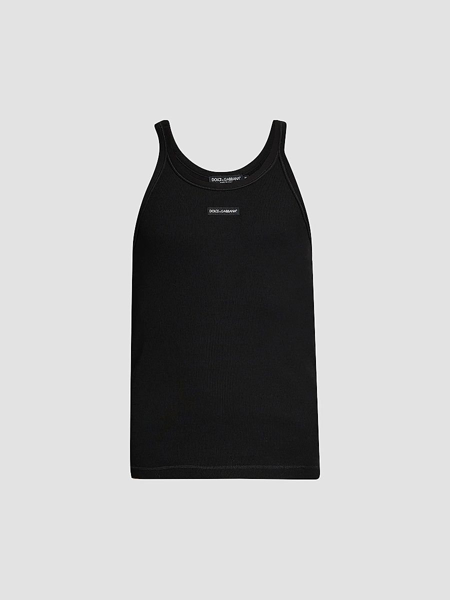 Men's Etichetta Cotton Tank - Nero - Size 38