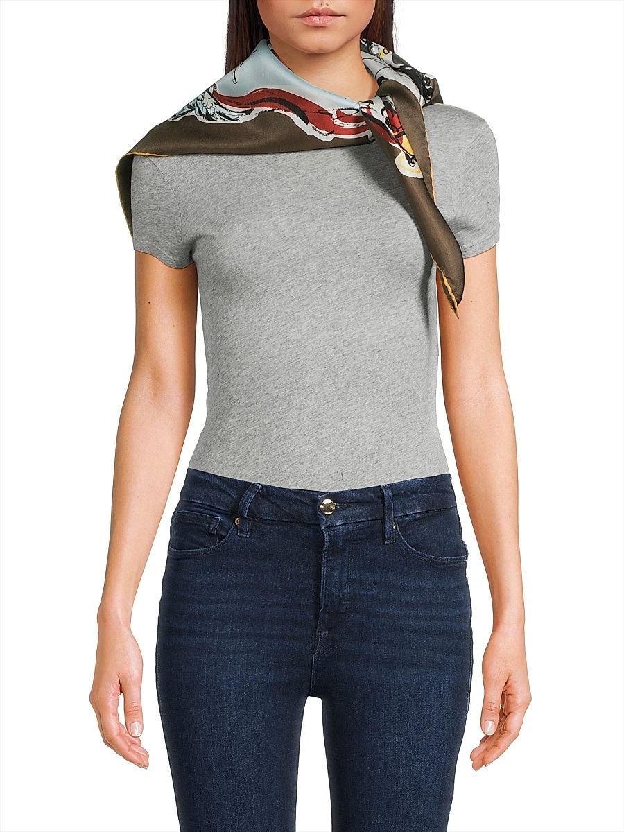 Women's London Taxi Silk Scarf - Mulch