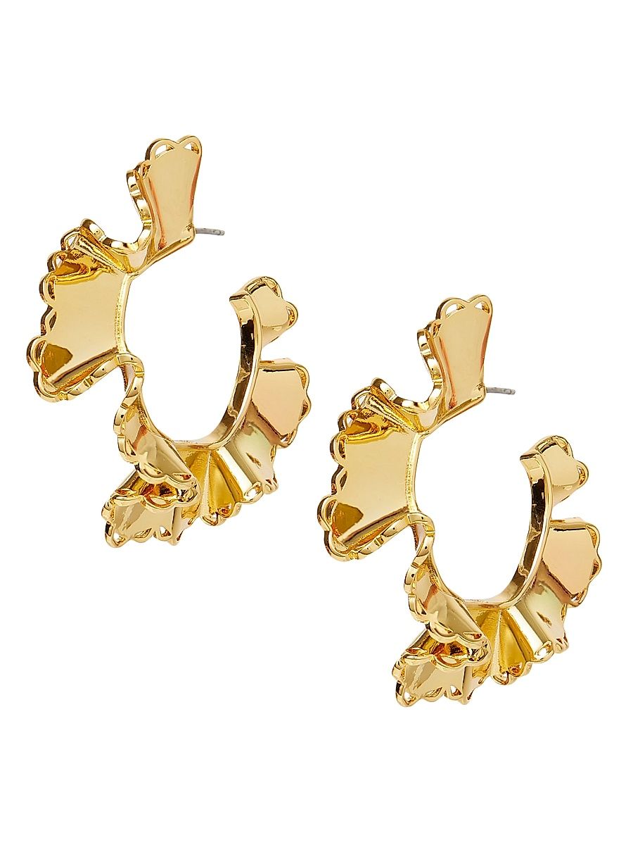 Women's Ruffle 14K-Gold-Plated Hoop Earrings - Gold