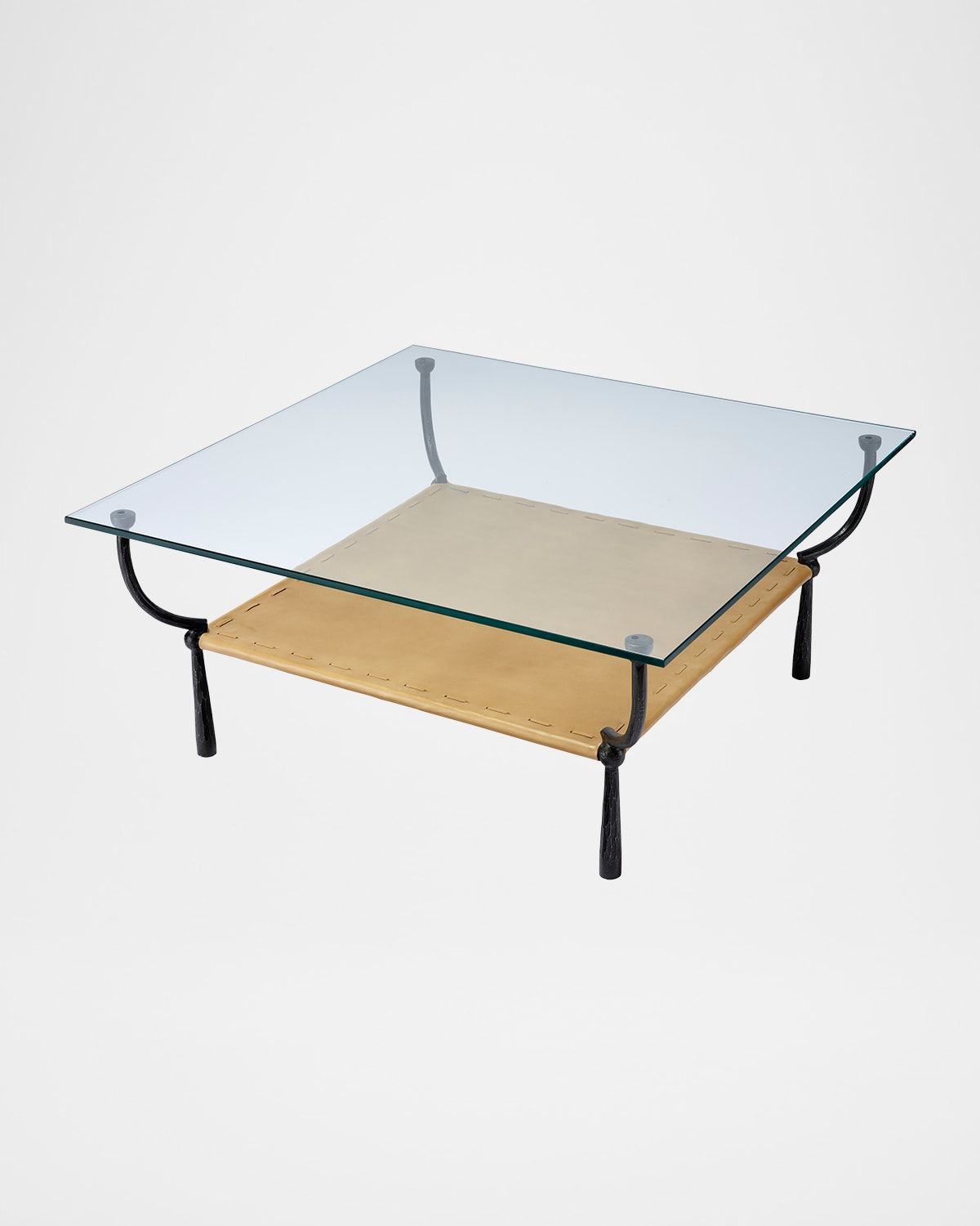Renzo Glass & Leather Coffee Table
