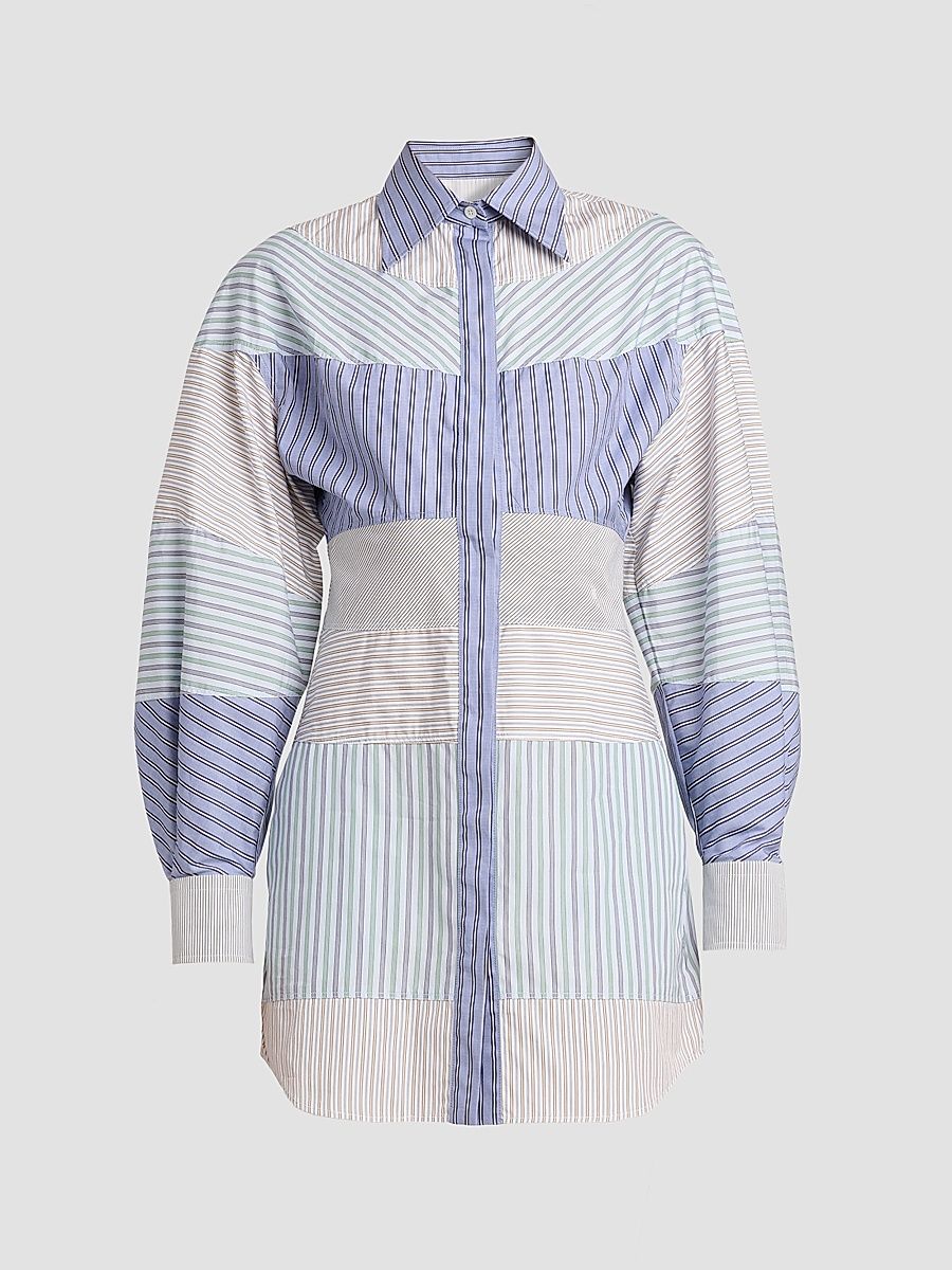 Women's Striped Cotton Poplin Shirtdress - Size 14