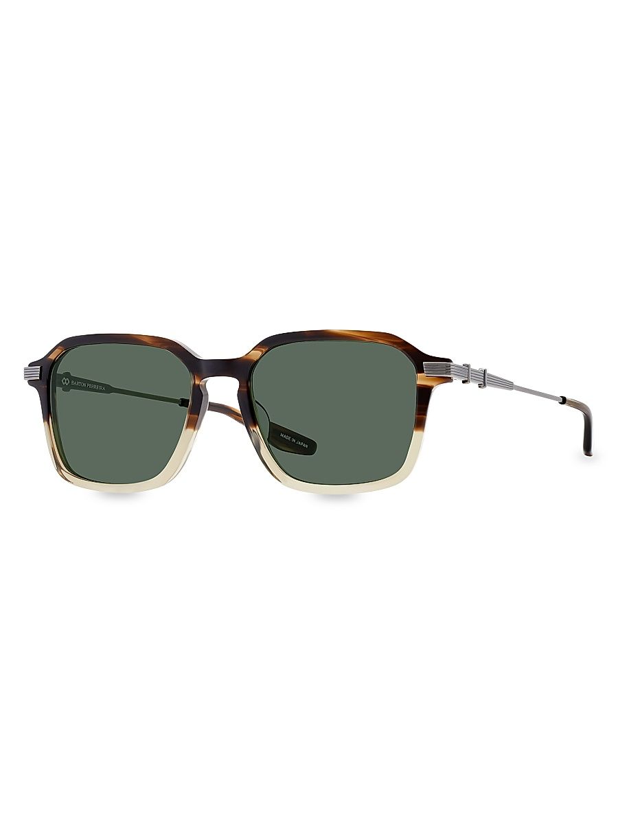 Men's Delon 54MM Rectangular Sunglasses - Havana Green Gradient
