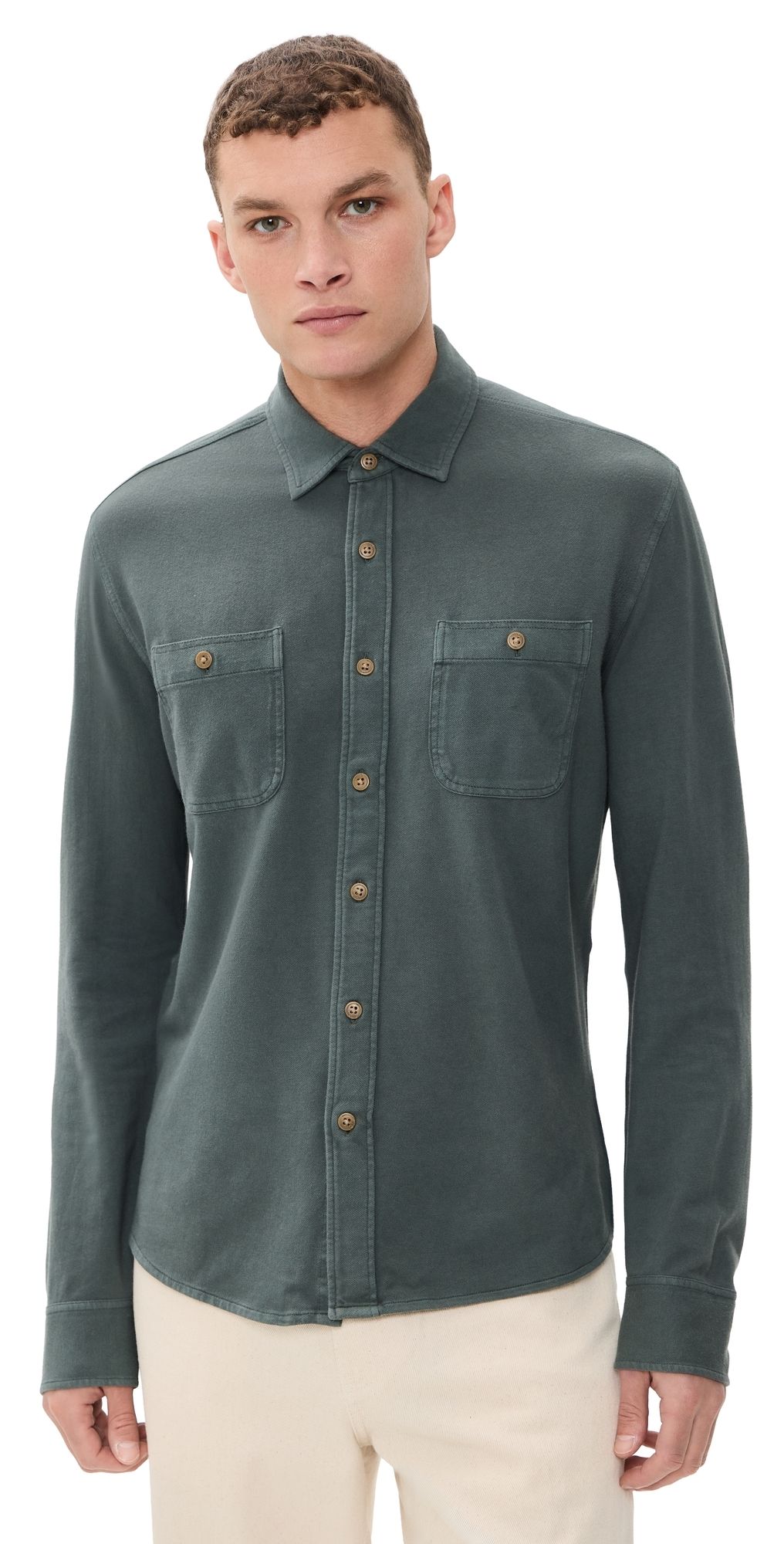Faherty Field Knit Shirt Forest Trail S