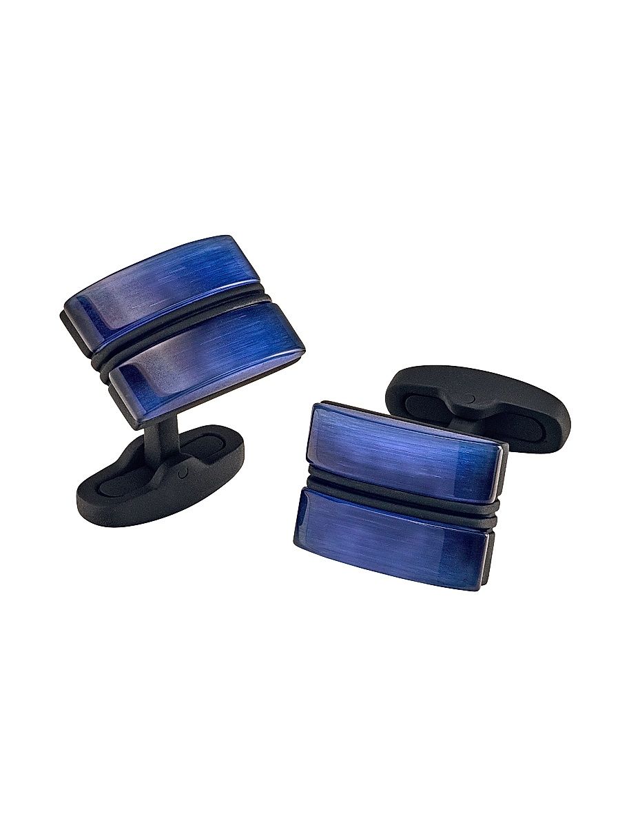 Men's Brass & Fiber Optic Cufflinks - Blue