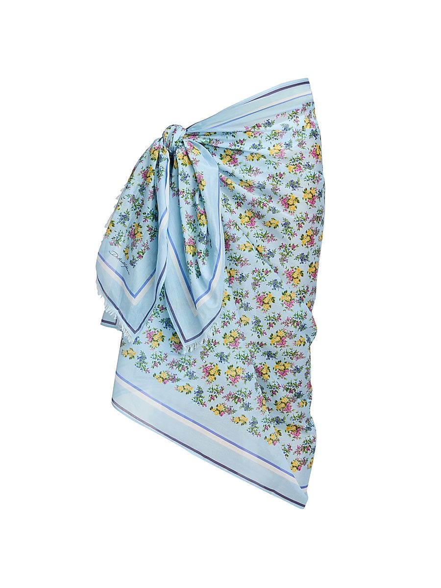 Women's Floral Cotton Pareo - Fiorellini Con Bordo