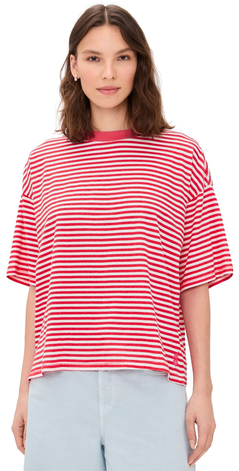 FP Movement Oversized Stripe Tackle Tee Prep Stripe Grapefruit M