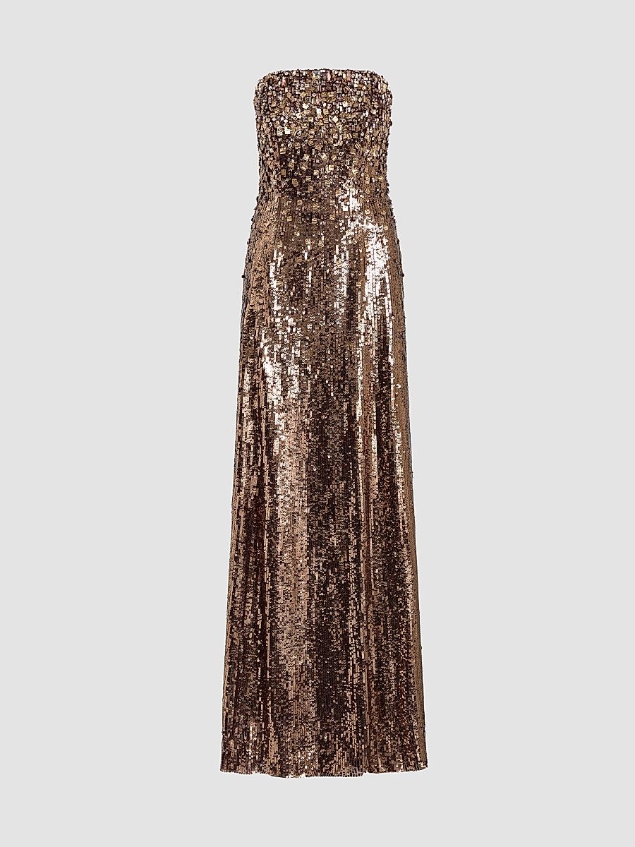 Jenny Packham Women's Rey Embellished Strapless Gown - Mocha - Size 4
