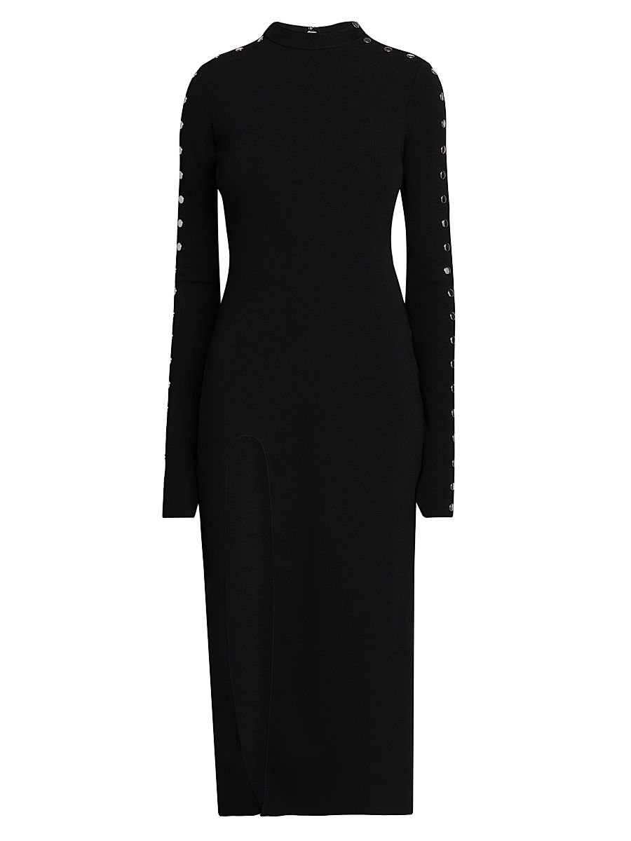 Stella McCartney Women's Studded Compact Knit Midi-Dress - Black - Size Medium