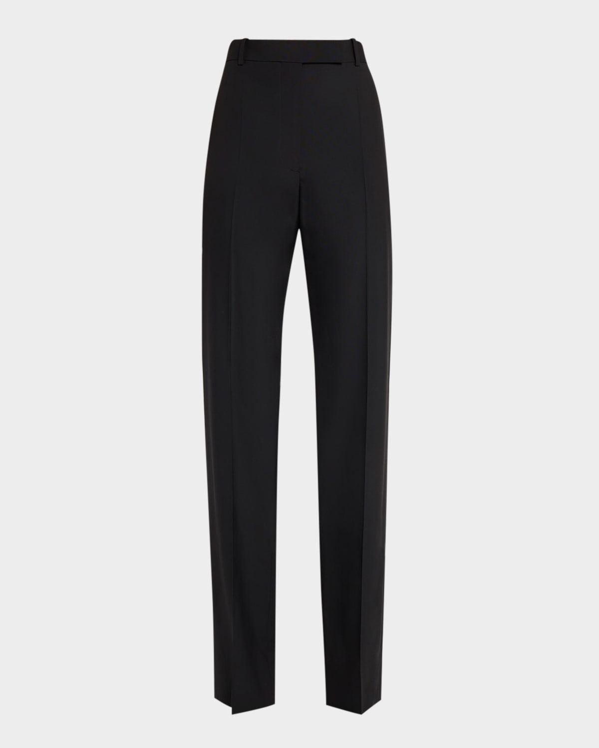 Wool Stretch Straight-Leg Trousers