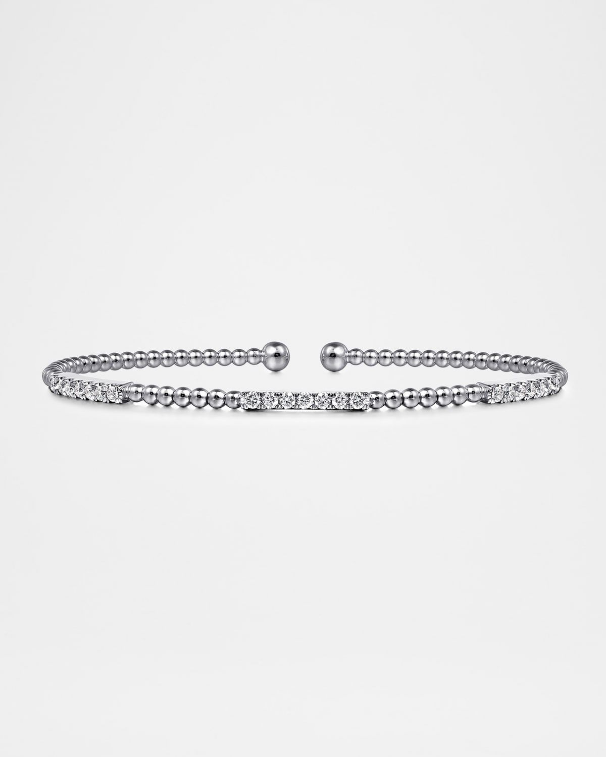 14K White Gold Bujukan Diamond Stations Bangle
