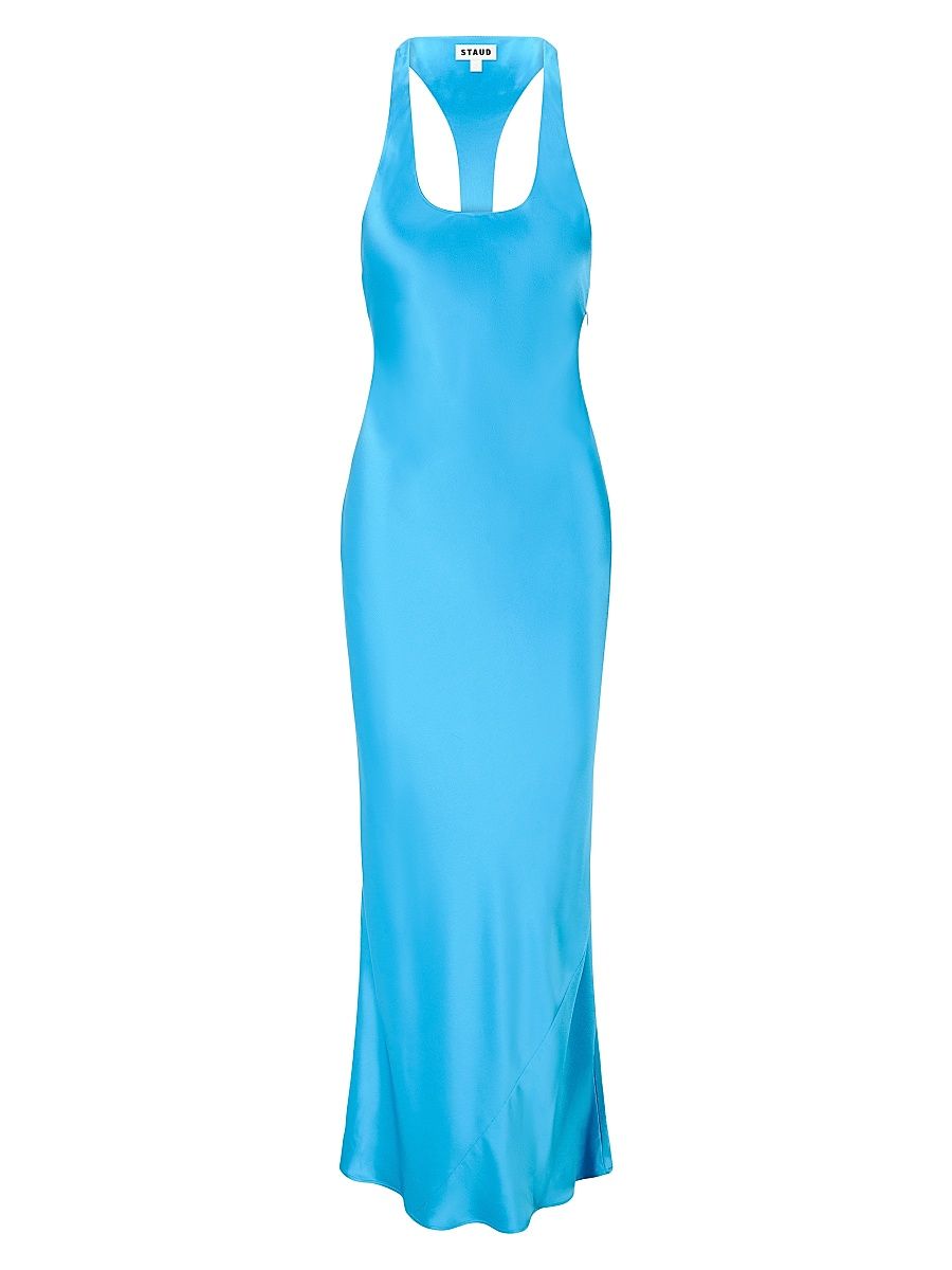 Women's Juanita Racerback Bias Satin Maxi Dress - Pool - Size 12