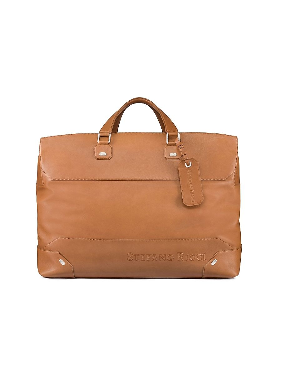 Men's Saddle Soft Calfskin Leather Duffle Bag - Nut Brown