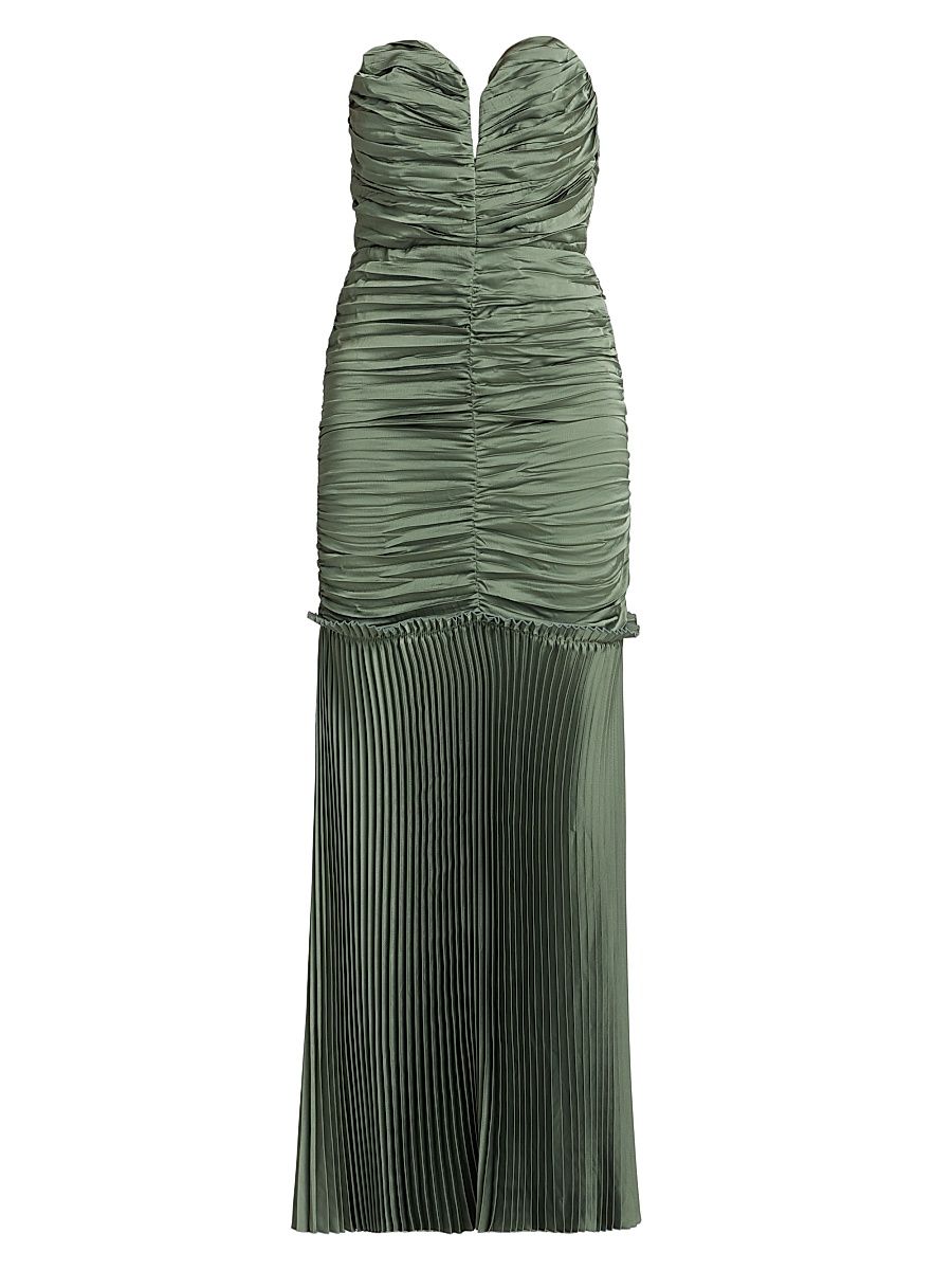 Women's Parlour Pleated Strapless Gown - Moss - Size 6