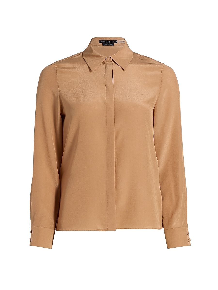 Women's Willa Silk Shirt - Tan - Size XL