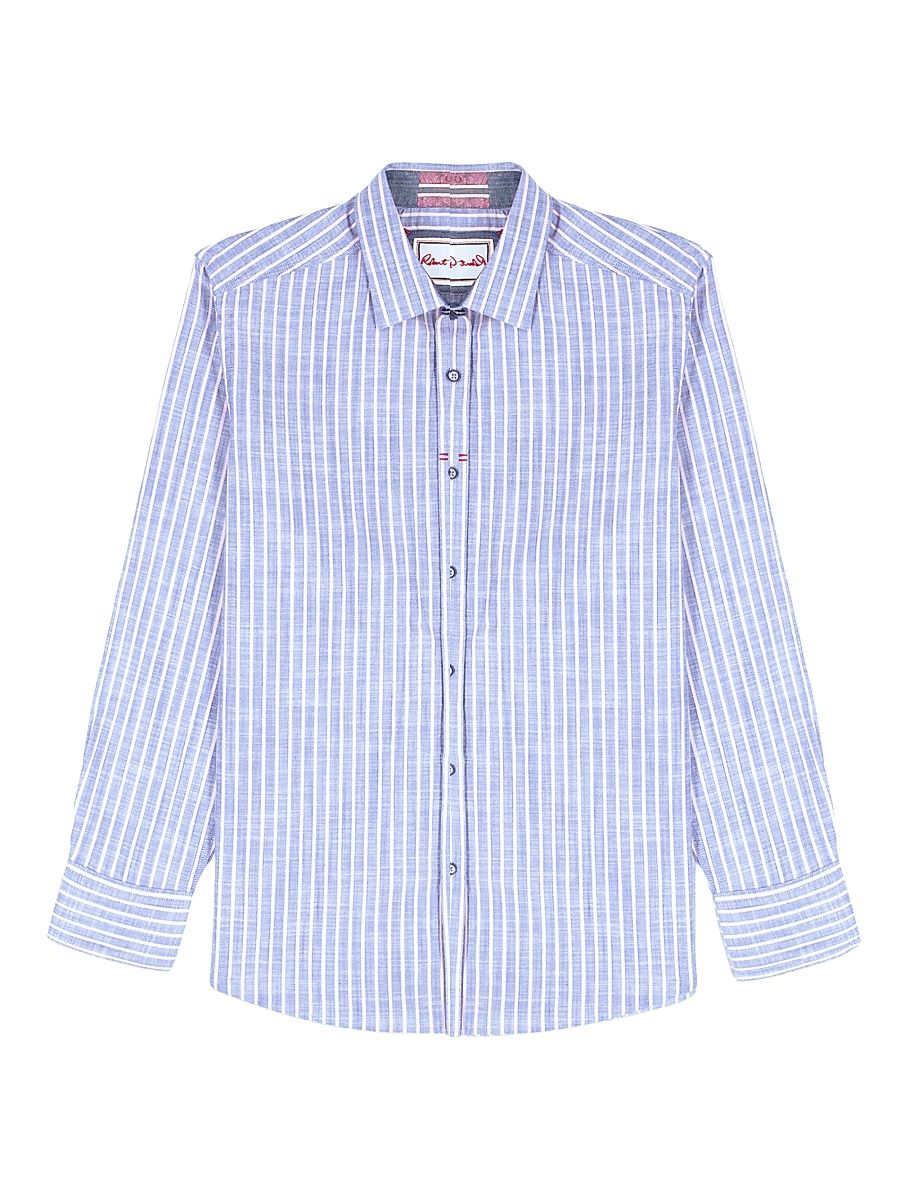 Men's Fardella Striped Cotton Shirt - Indigo - Size XXL