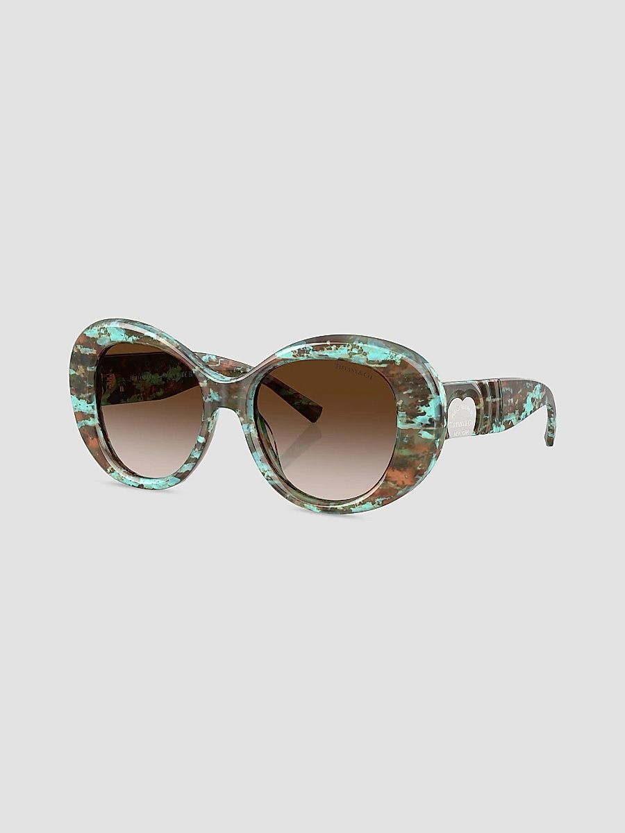 Tiffany & Co. Women's 52MM Round Sunglasses - Gradient Brown Tiffany Blue Havana