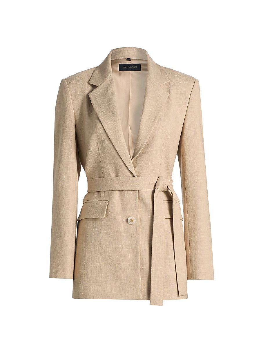 Women's Kyla Belted Blazer - Natural - Size XXL